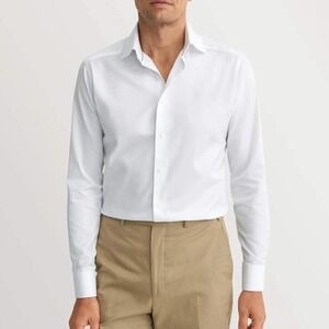 Eton White Signature Twill Dress Shirt Men 17.5/44 XL Slim Luxury 100% Cotton